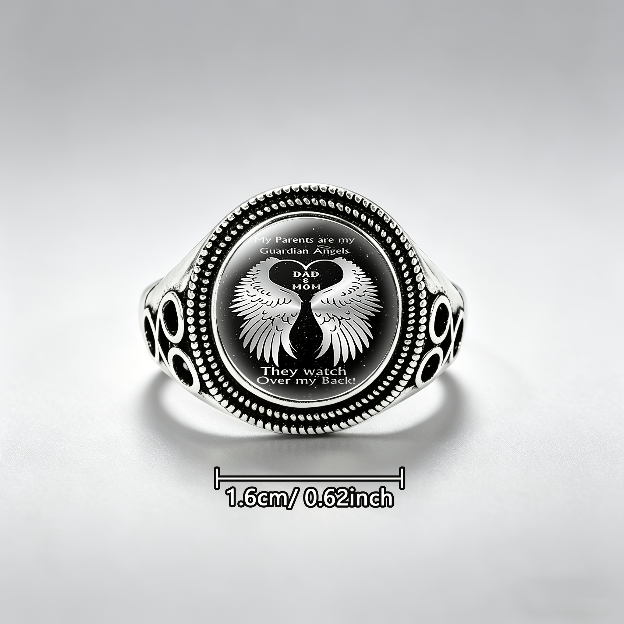 Classic Black Side Hollow Carved Adjustable Open Ring